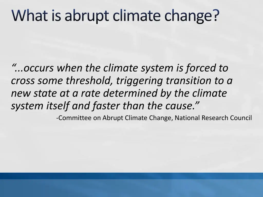 what is abrupt climate change