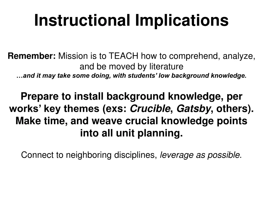 instructional implications