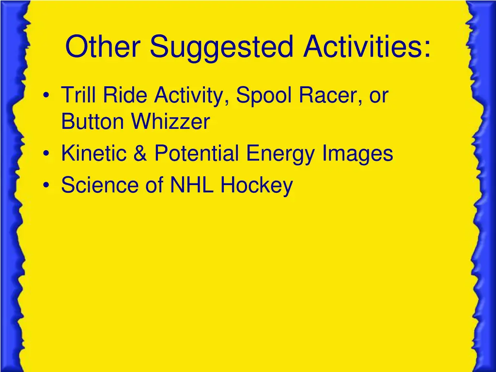 other suggested activities