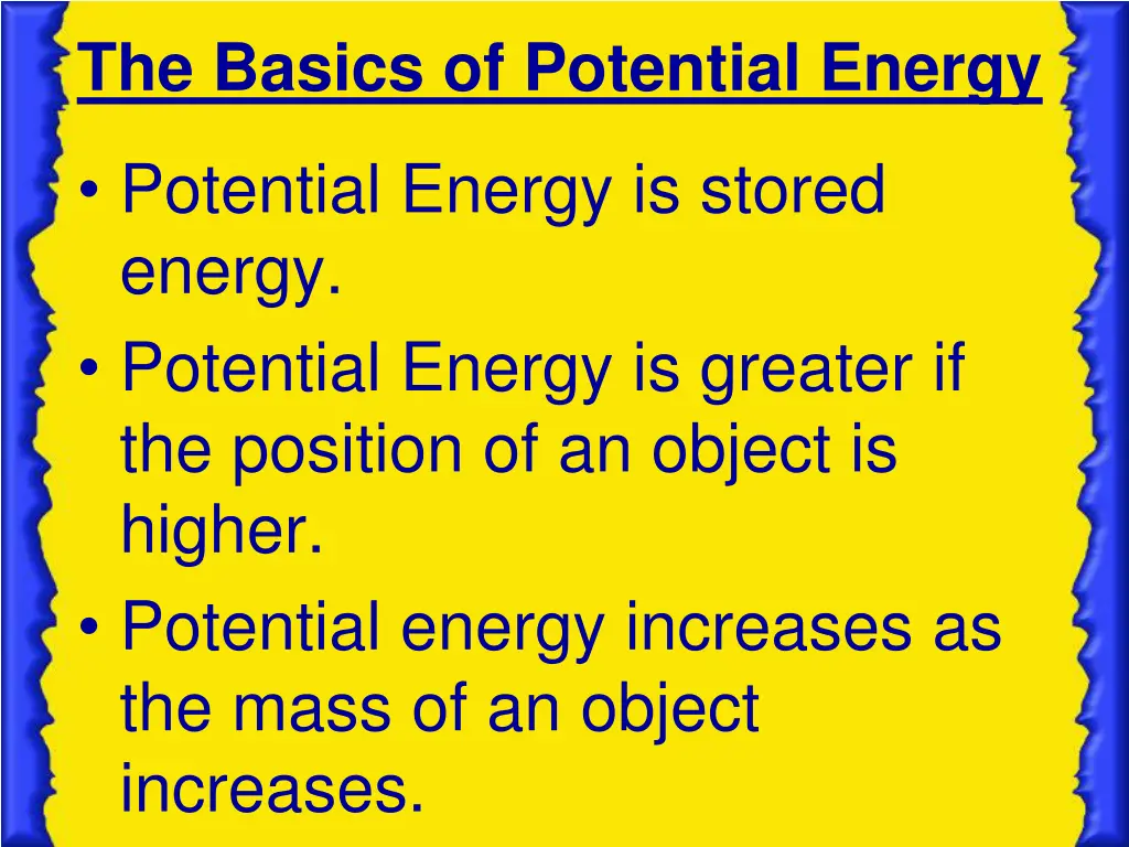 the basics of potential energy