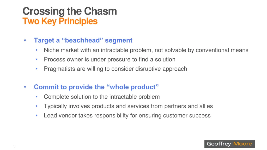 crossing the chasm two key principles