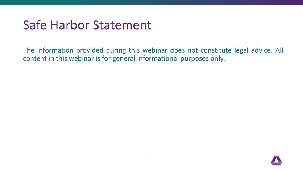 safe harbor statement