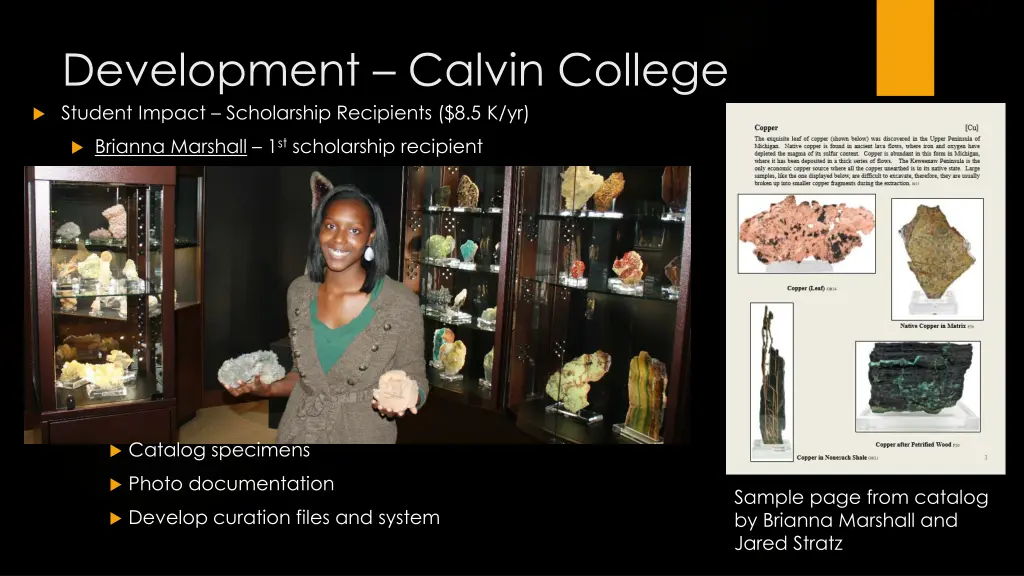 development calvin college student impact