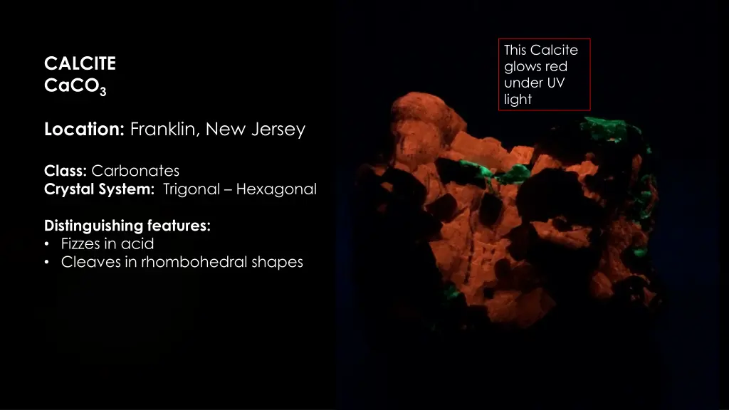 this calcite glows red under uv light