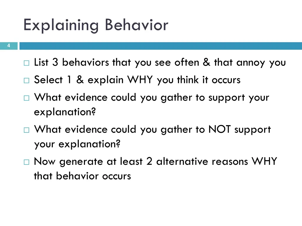 explaining behavior