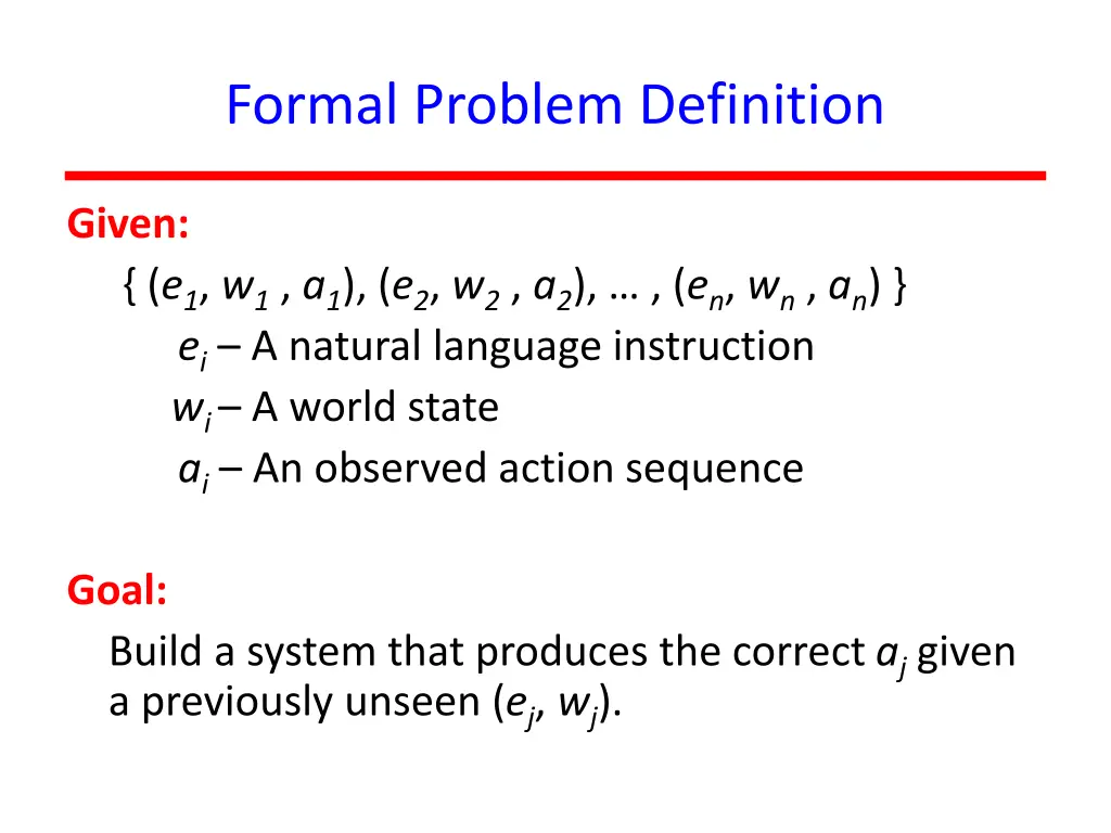 formal problem definition