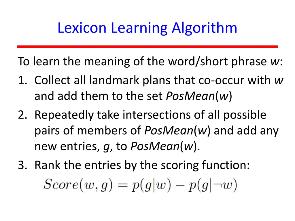 lexicon learning algorithm