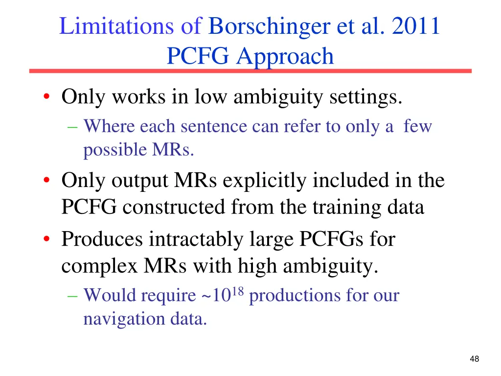 limitations of borschinger et al 2011 pcfg