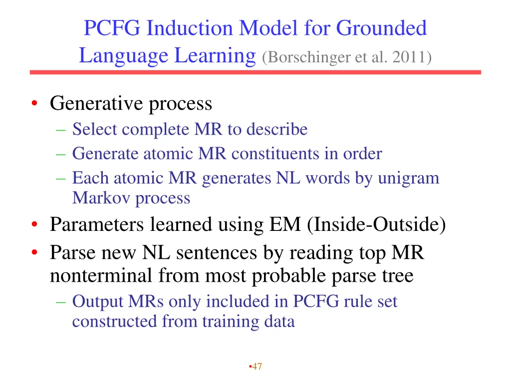 pcfg induction model for grounded language 1