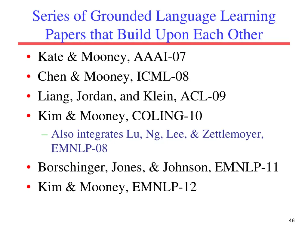 series of grounded language learning papers that