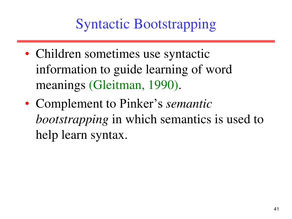 syntactic bootstrapping