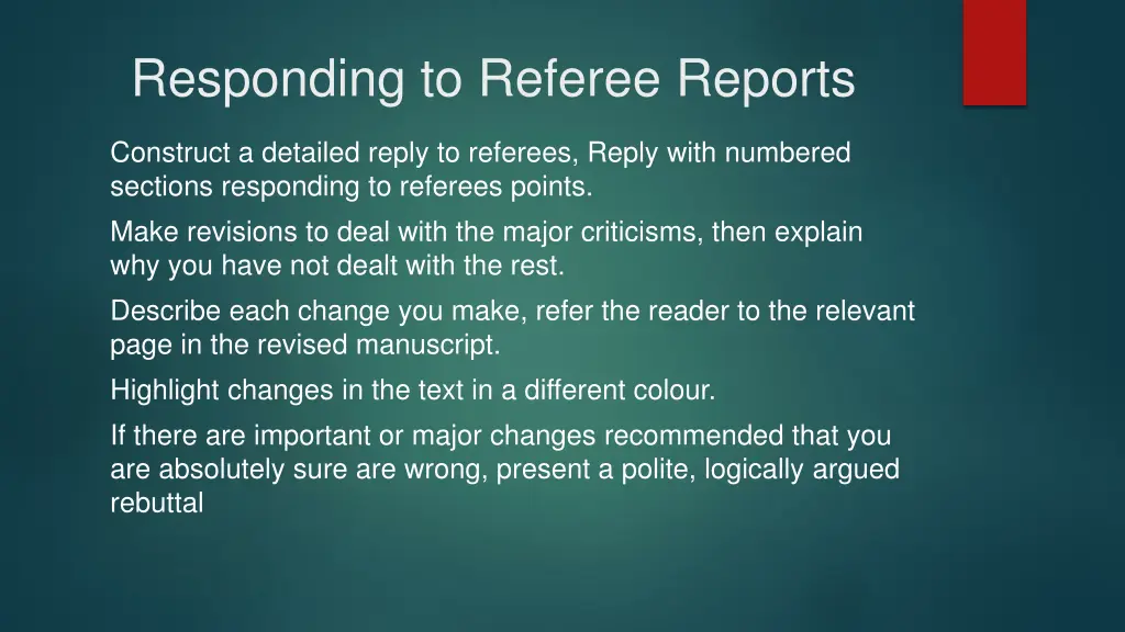 responding to referee reports