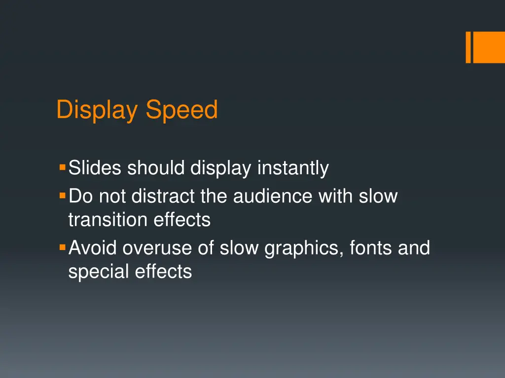 display speed