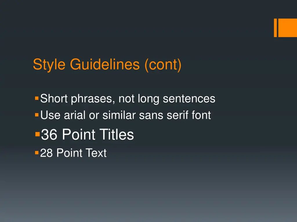 style guidelines cont