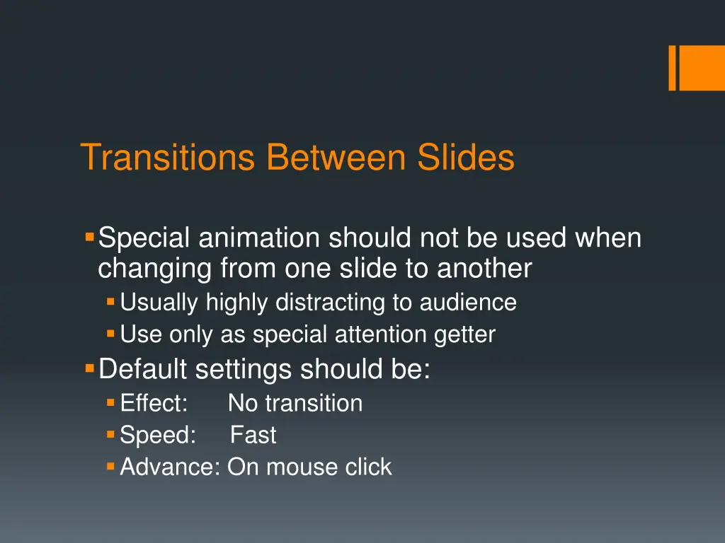 transitions between slides