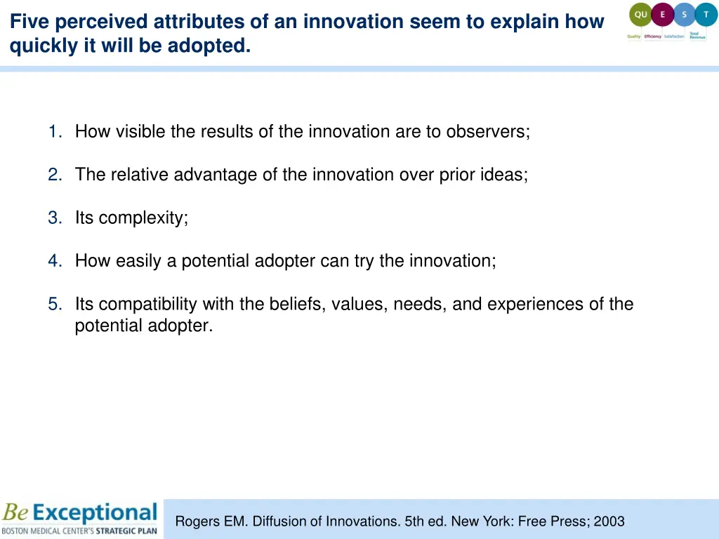 five perceived attributes of an innovation seem