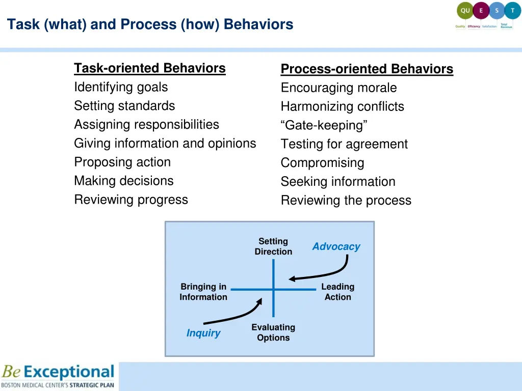 task what and process how behaviors