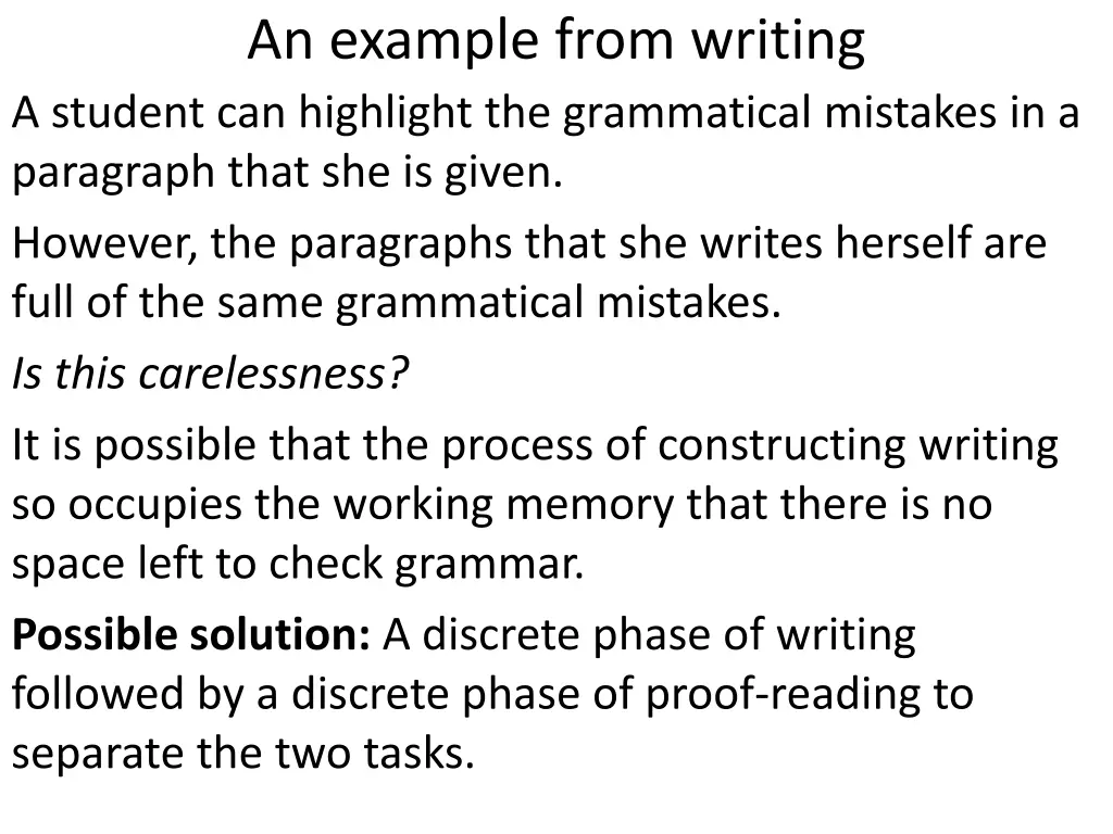 an example from writing a student can highlight