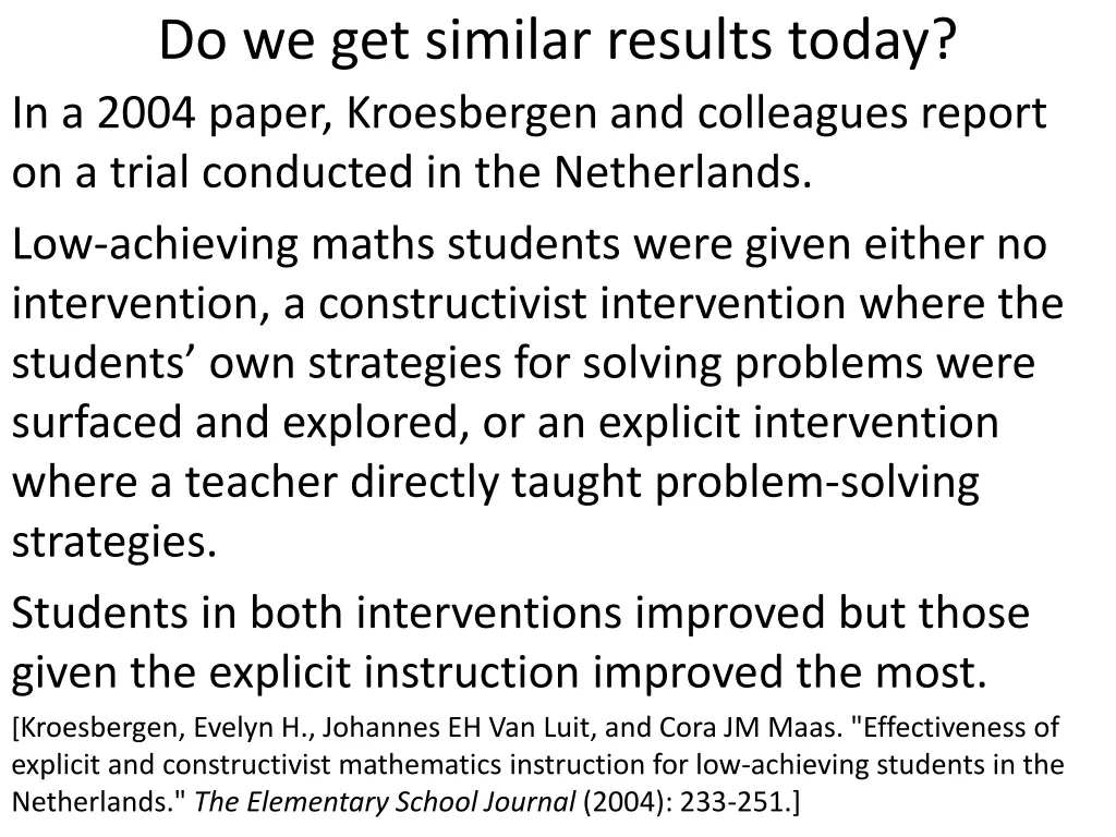 do we get similar results today in a 2004 paper