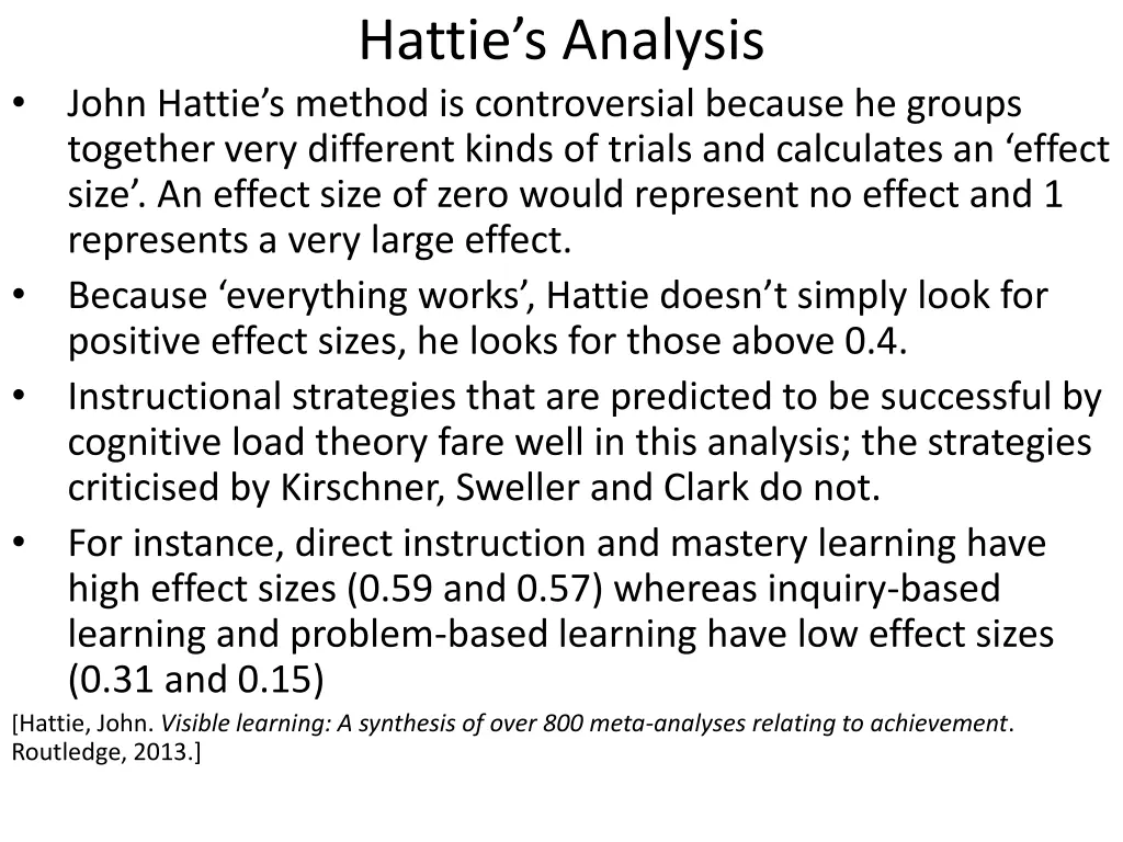 hattie s analysis