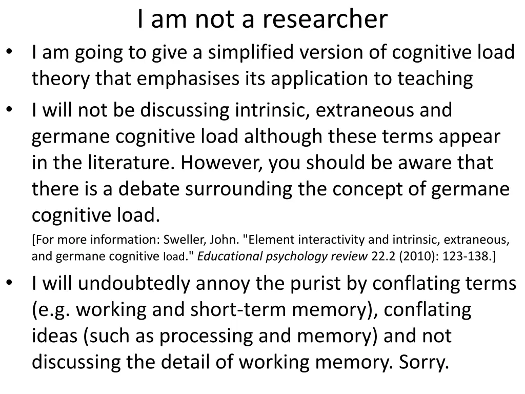 i am not a researcher