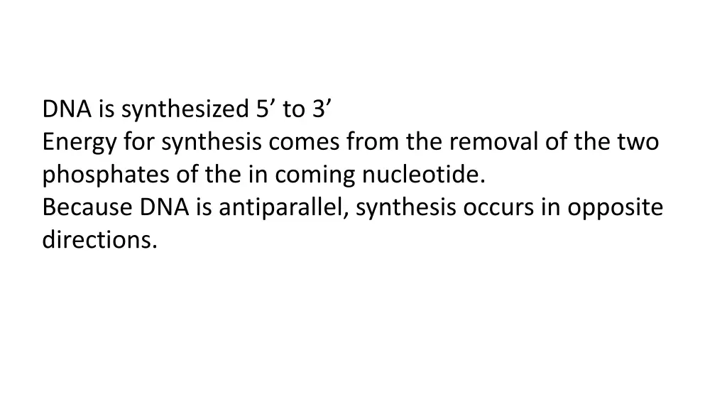 dna is synthesized 5 to 3 energy for synthesis