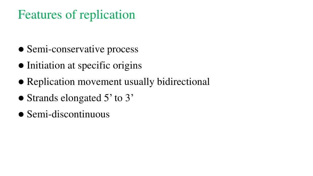 features of replication