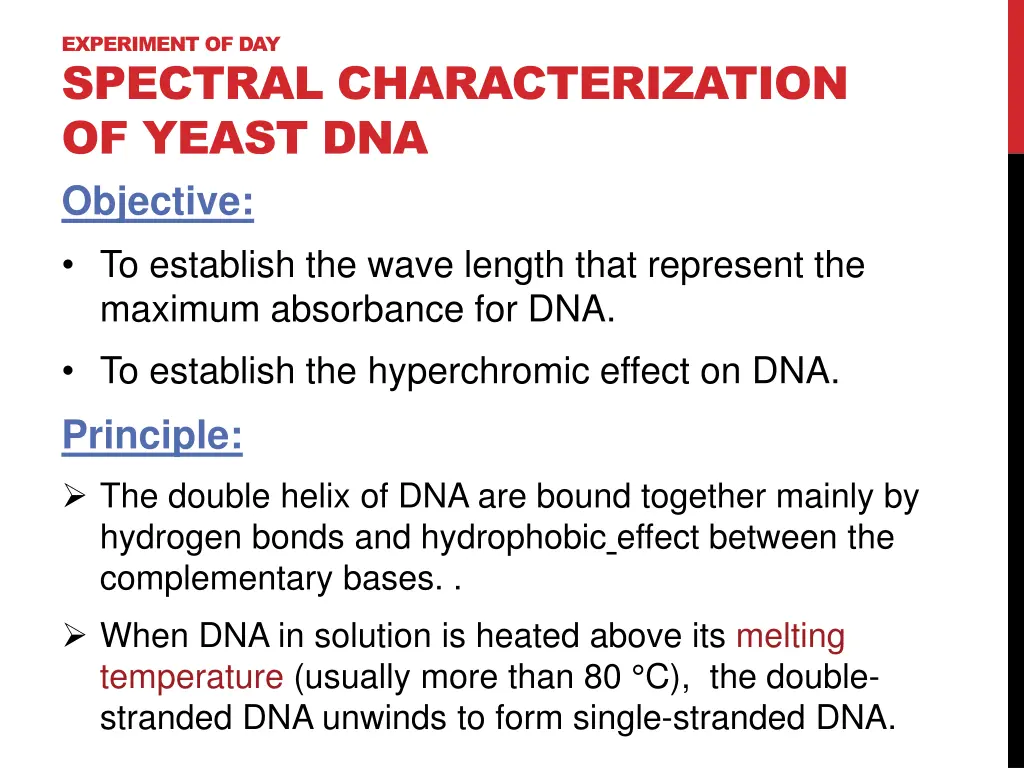 experiment of day spectral characterization