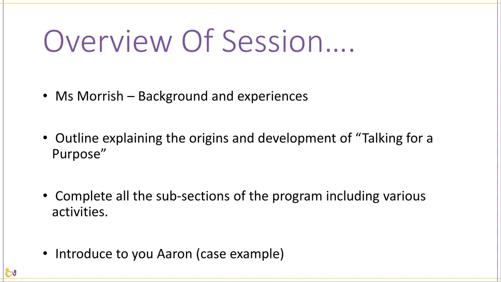 overview of session