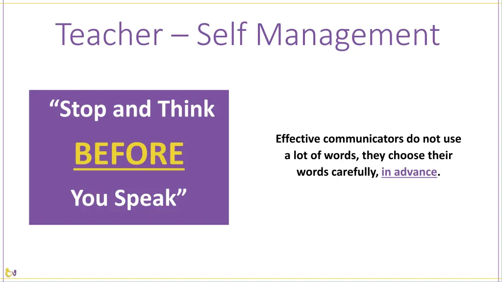 teacher self management