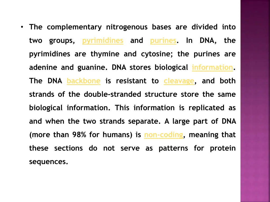 the complementary nitrogenous bases are divided