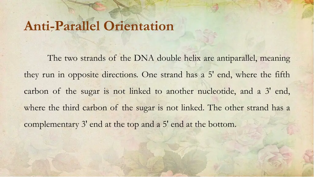 anti parallel orientation