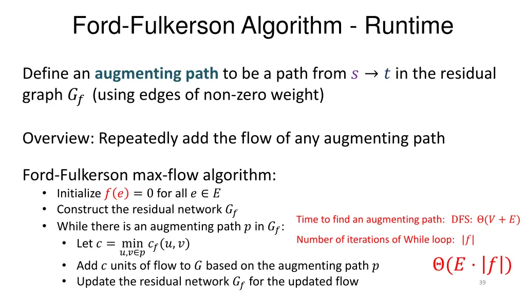 ford fulkerson algorithm runtime 1