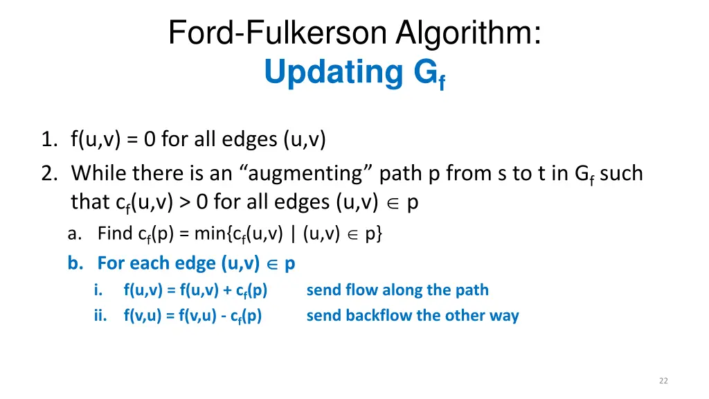 ford fulkerson algorithm updating g f