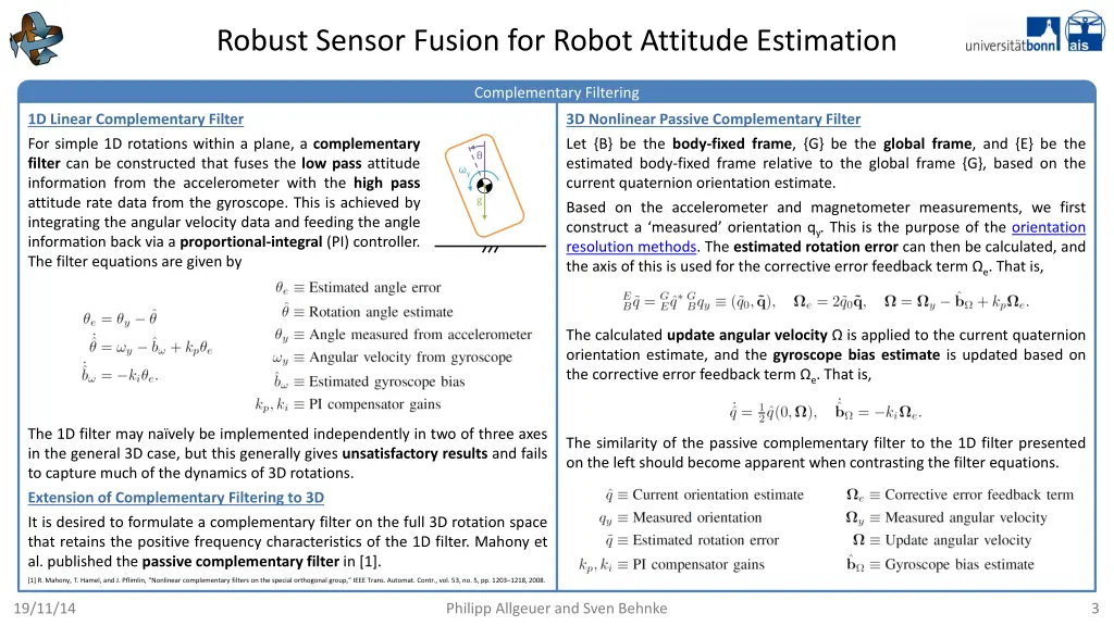 robust sensor fusion for robot attitude estimation 2