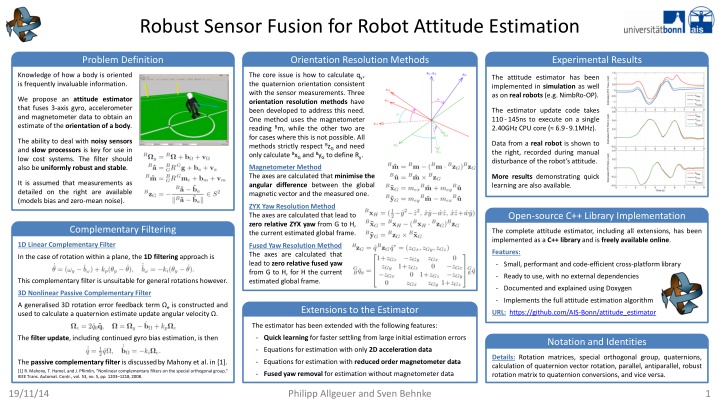 robust sensor fusion for robot attitude estimation