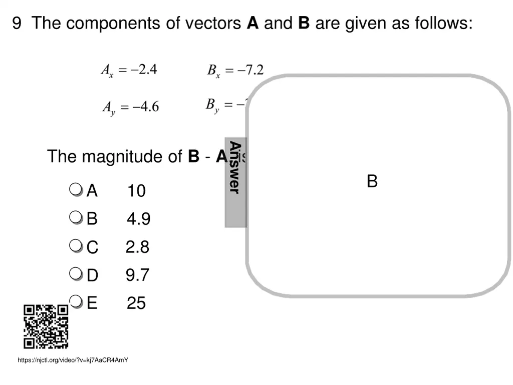 9 the components of vectors a and b are given