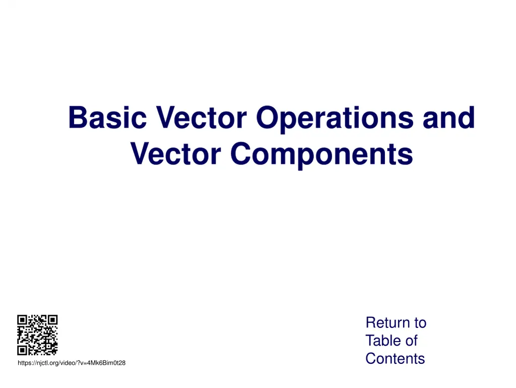 basic vector operations and vector components