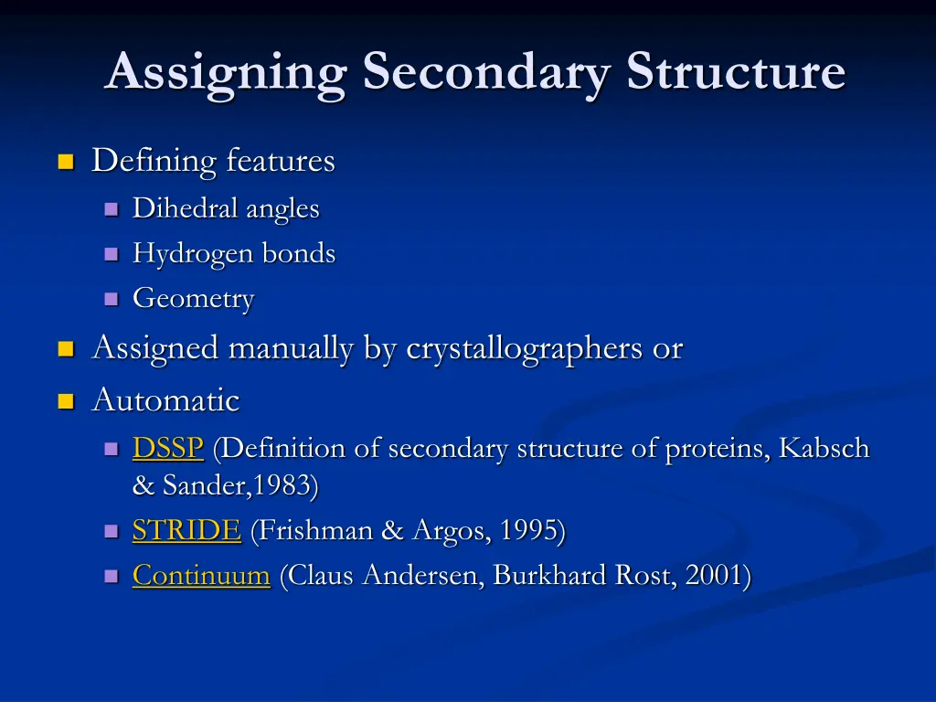 assigning secondary structure