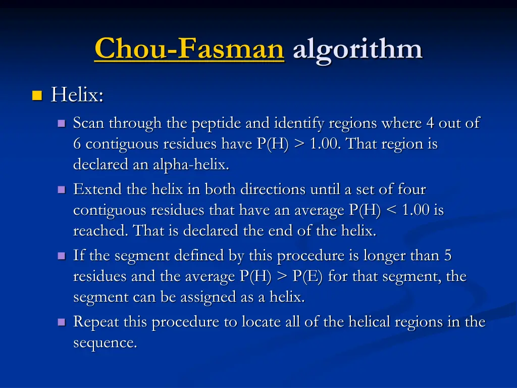 chou fasman algorithm