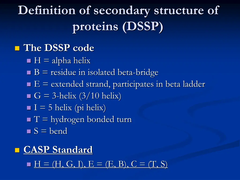 definition of secondary structure of proteins dssp