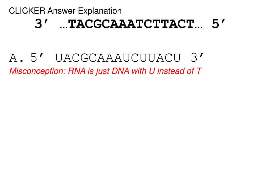 clicker answer explanation 3 tacgcaaatcttact 5