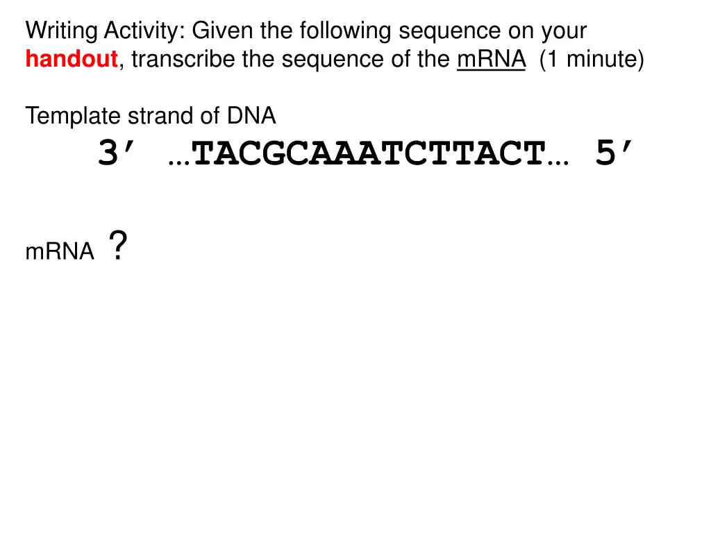 writing activity given the following sequence