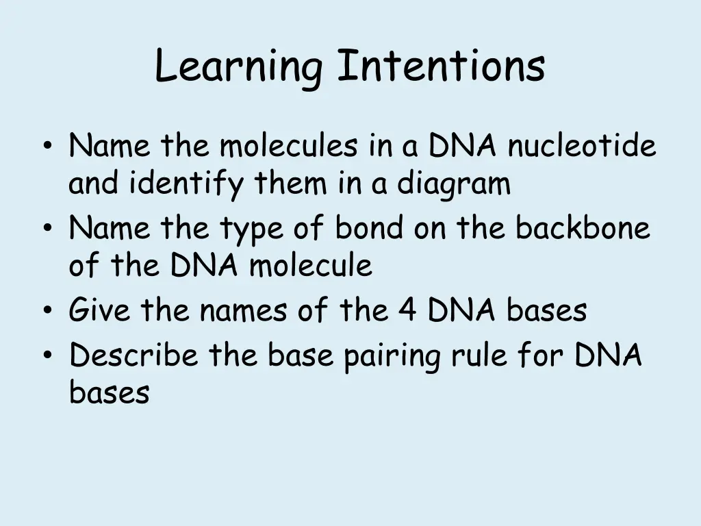 learning intentions