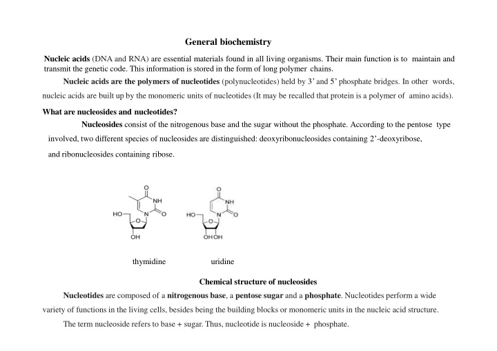 general biochemistry