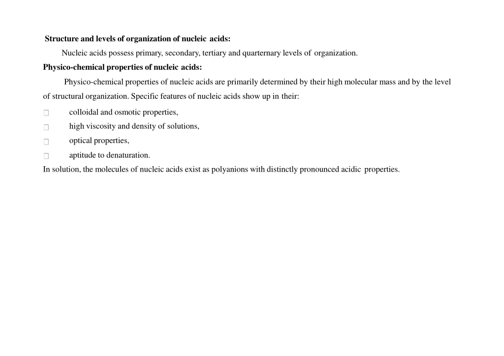 structure and levels of organization of nucleic