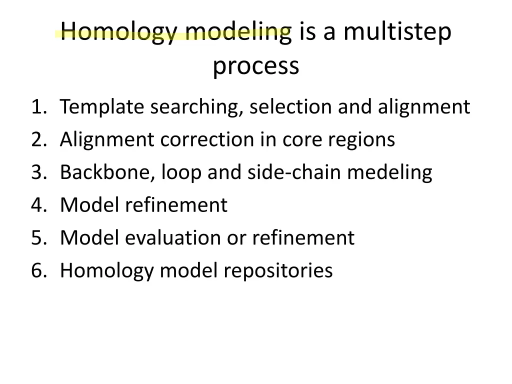 homology modeling is a multistep process