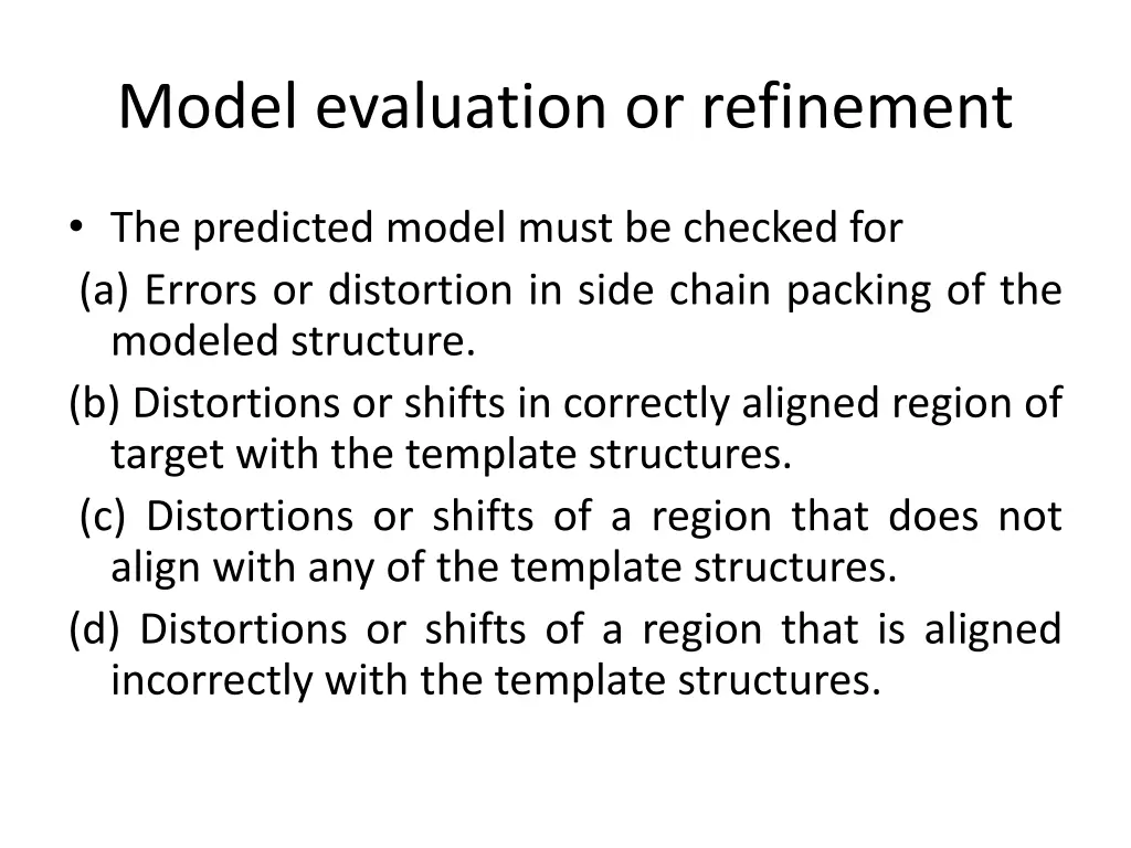 model evaluation or refinement