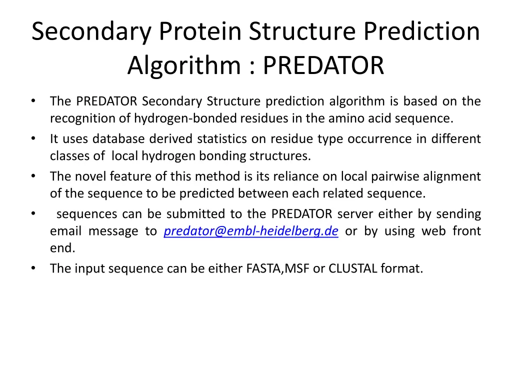 secondary protein structure prediction algorithm 1