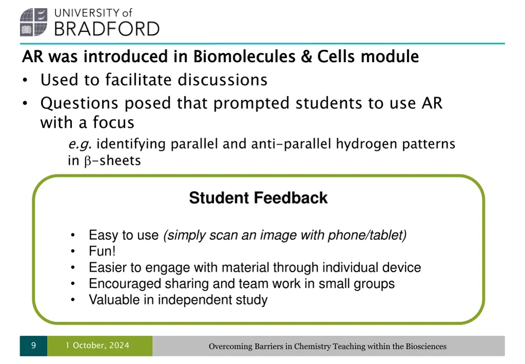 ar was introduced in biomolecules cells module